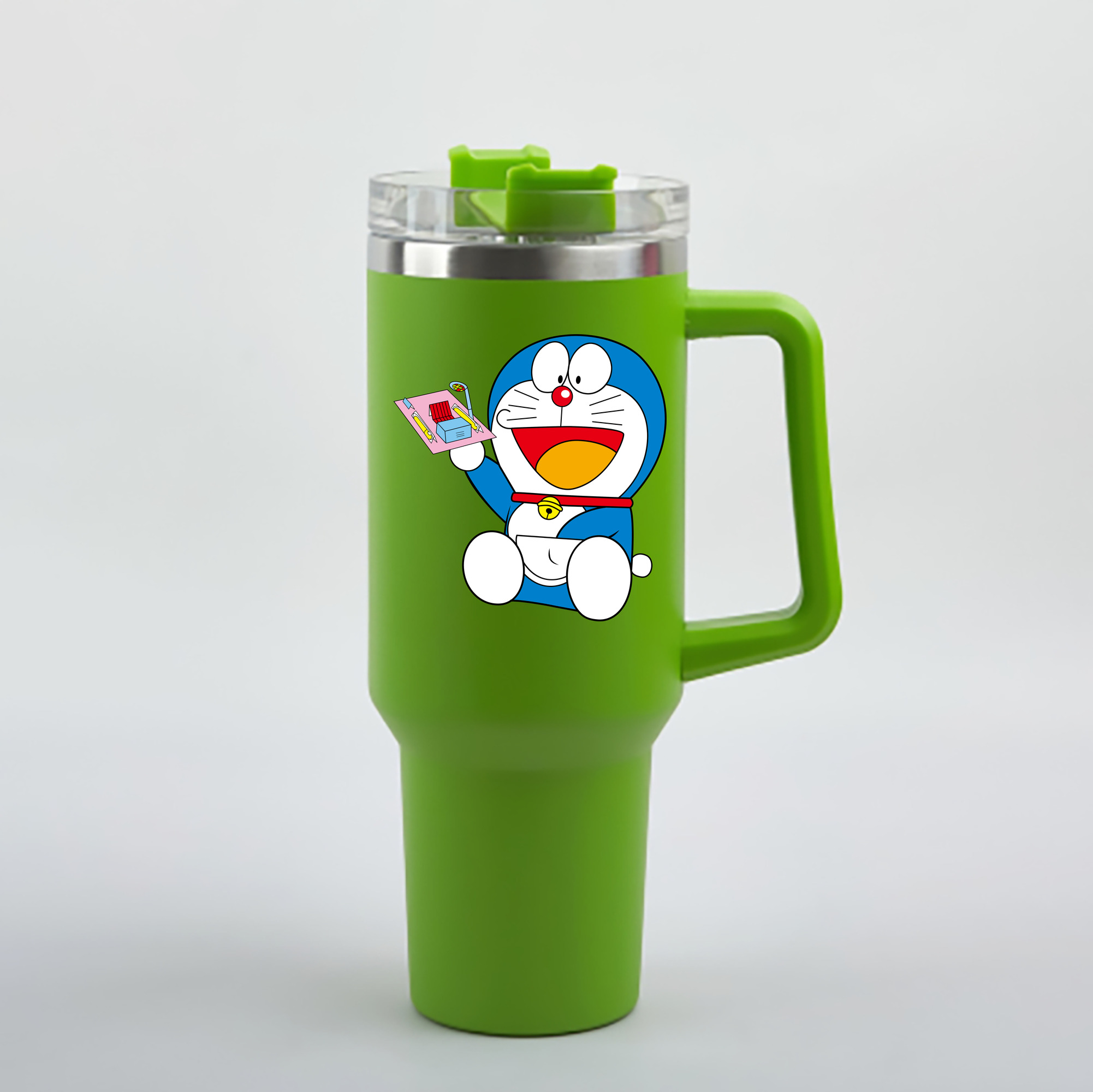 （画像用） ドラえもん Doraemon 1200mL車用タンブラー - クリスタルステッカー（プラスチックストロー付き）